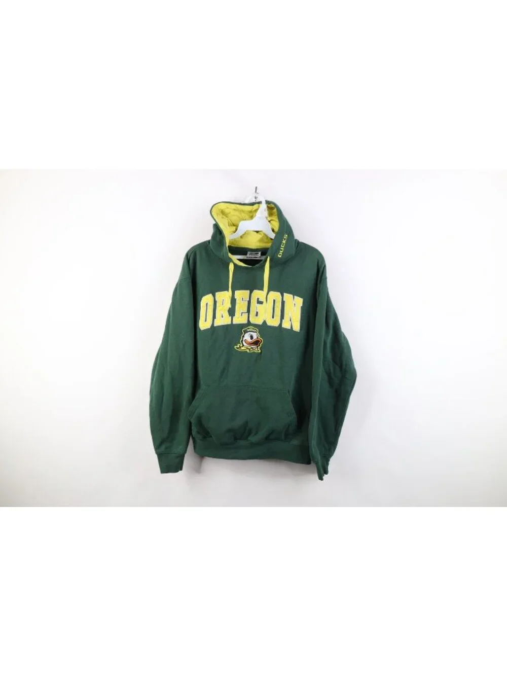 Vintage Y2K Mens Medium Distressed University of Oregon Hoodie Sweatshirt Green